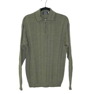 Pierluigi Della Spina Sz L Men's Wool Blend Zipper Polo Sweater Textured